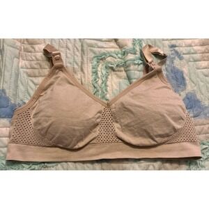 Off White Seamless Microfiber Stretch Clip Down Nursing Bra,‎ Size Large